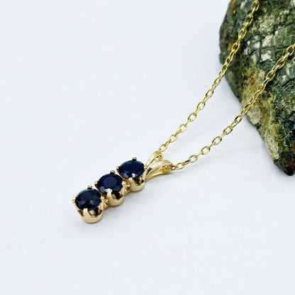 14K Yellow Gold Genuine Blue Sapphire 4x4mm Pendant, Birthstone Necklace For Women, Gift For Her, September Birthstone Pendant