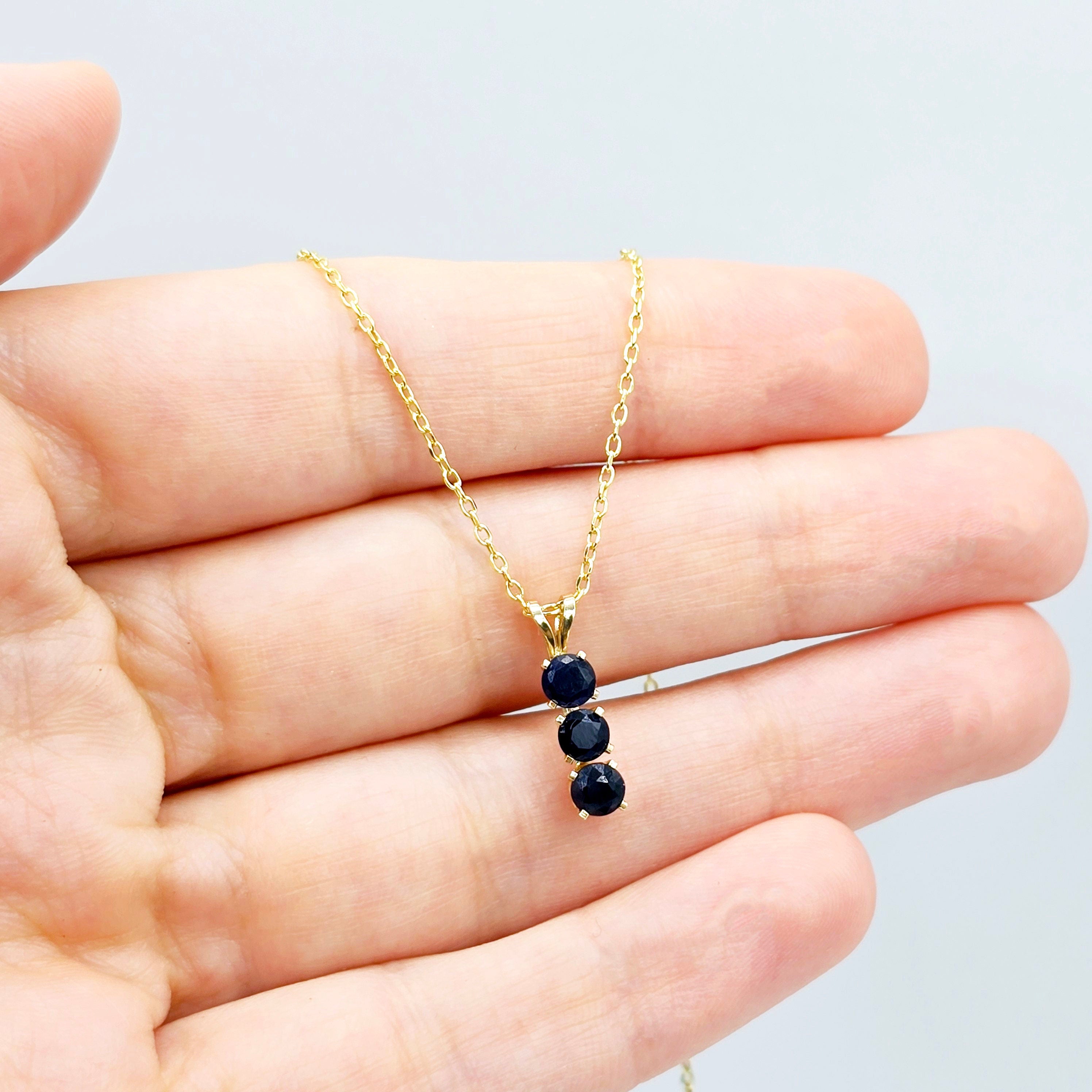 14K Yellow Gold Genuine Blue Sapphire 4x4mm Pendant, Birthstone Necklace For Women, Gift For Her, September Birthstone Pendant