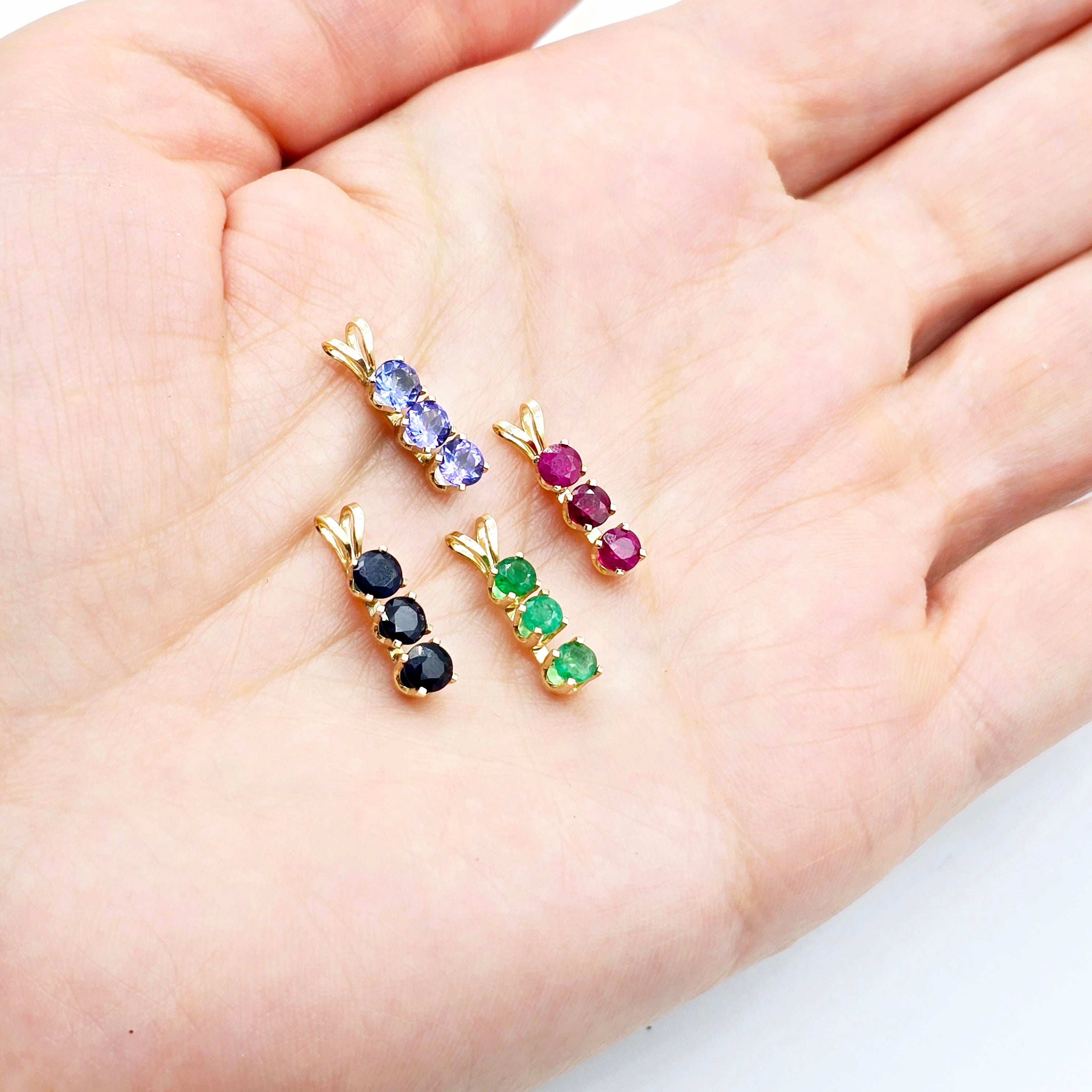 14K Yellow Gold Genuine Blue Sapphire 4x4mm Pendant, Birthstone Necklace For Women, Gift For Her, September Birthstone Pendant