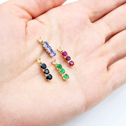 14K Yellow Gold Genuine Blue Sapphire 4x4mm Pendant, Birthstone Necklace For Women, Gift For Her, September Birthstone Pendant