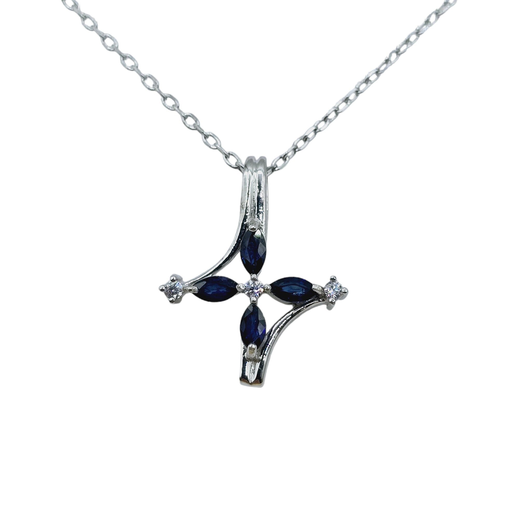 Sterling Silver Gemstones Pendant with CZ , Memorial Jewelry Present for Women and Girls