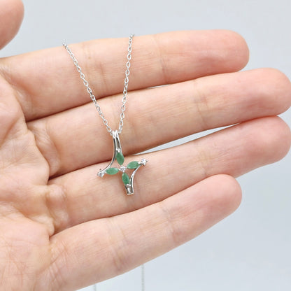 Sterling Silver Gemstones Pendant with CZ , Memorial Jewelry Present for Women and Girls