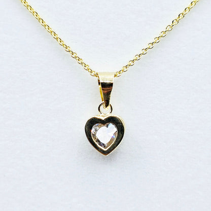 Solid 10K Yellow Gold Pendant Necklace with CZ, Elegant Jewelry Gift for Her, Gift for Women, Birthday Gift for Her, Elegant Gold Necklace