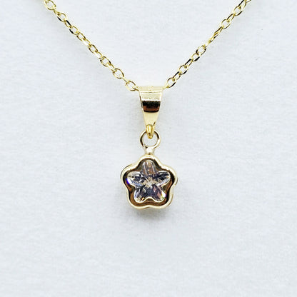 Solid 10K Yellow Gold Pendant Necklace with CZ, Elegant Jewelry Gift for Her, Gift for Women, Birthday Gift for Her, Elegant Gold Necklace