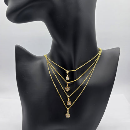 Solid 10K Yellow Gold Pendant Necklace with CZ, Elegant Jewelry Gift for Her, Gift for Women, Birthday Gift for Her, Elegant Gold Necklace
