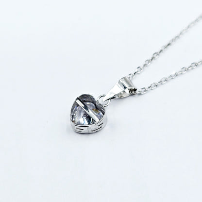 White Gold Heart Shaped CZ Pendant, Dainty Heart Necklace, Minimalist White Gold Pendant, Anniversary Gift, Birthday Gift Necklace