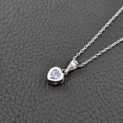 White Gold Heart Shaped CZ Pendant, Dainty Heart Necklace, Minimalist White Gold Pendant, Anniversary Gift, Birthday Gift Necklace