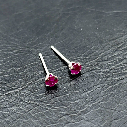 Gold Ruby Stud Earrings, 10K Gold Ruby 3x3mm , Small Stud Earrings, July Birthstone Jewelry, Minimalist Gold Earrings