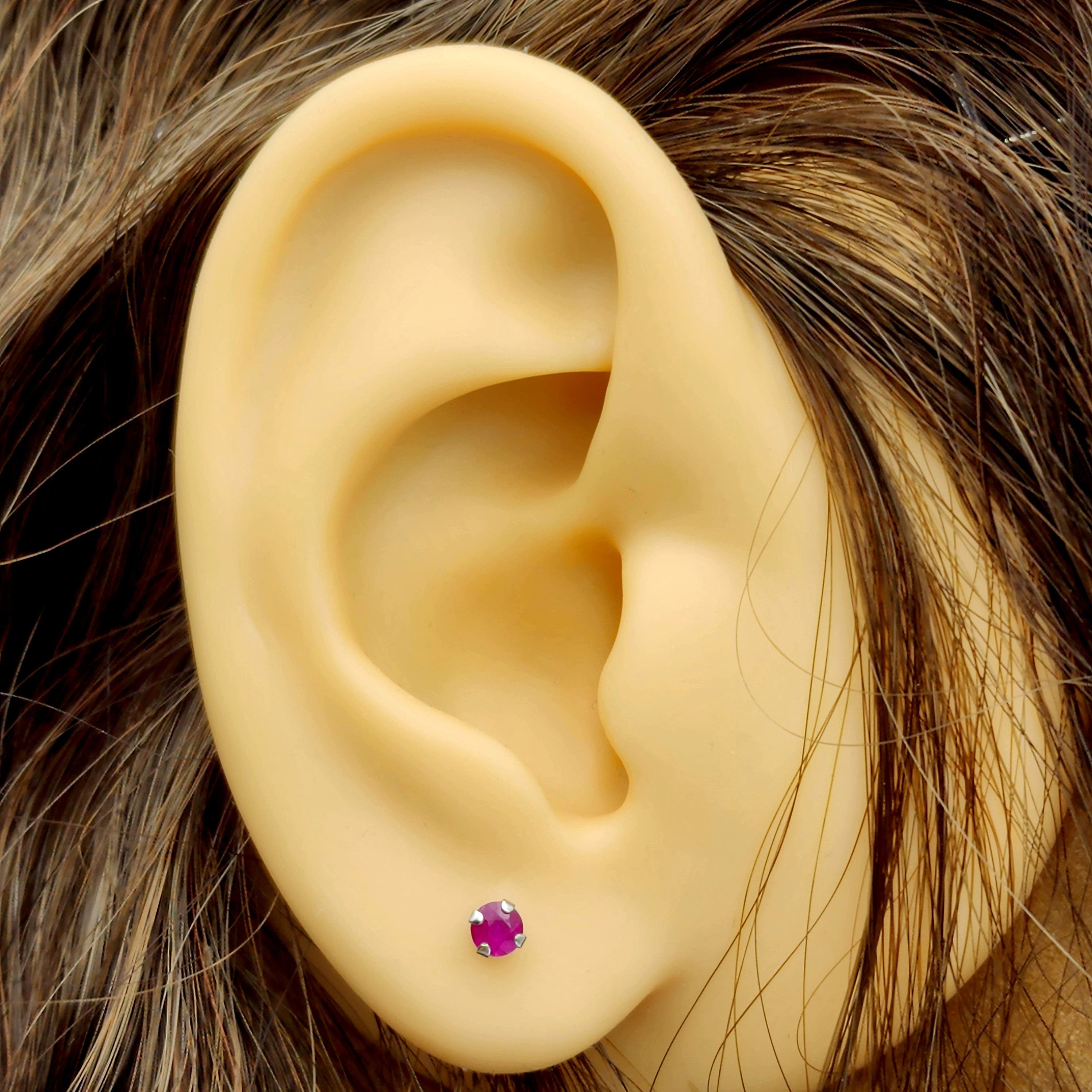 14K Gold Ruby 3x3mm Stud Earrings: July Birthstone,