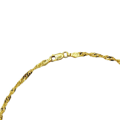 Solid Gold Anklet , 10K Solid Gold Singapore Anklet, Elegant Anklet for Women, Solid Gold Jewelry, Everyday Jewelry, Gift for Her