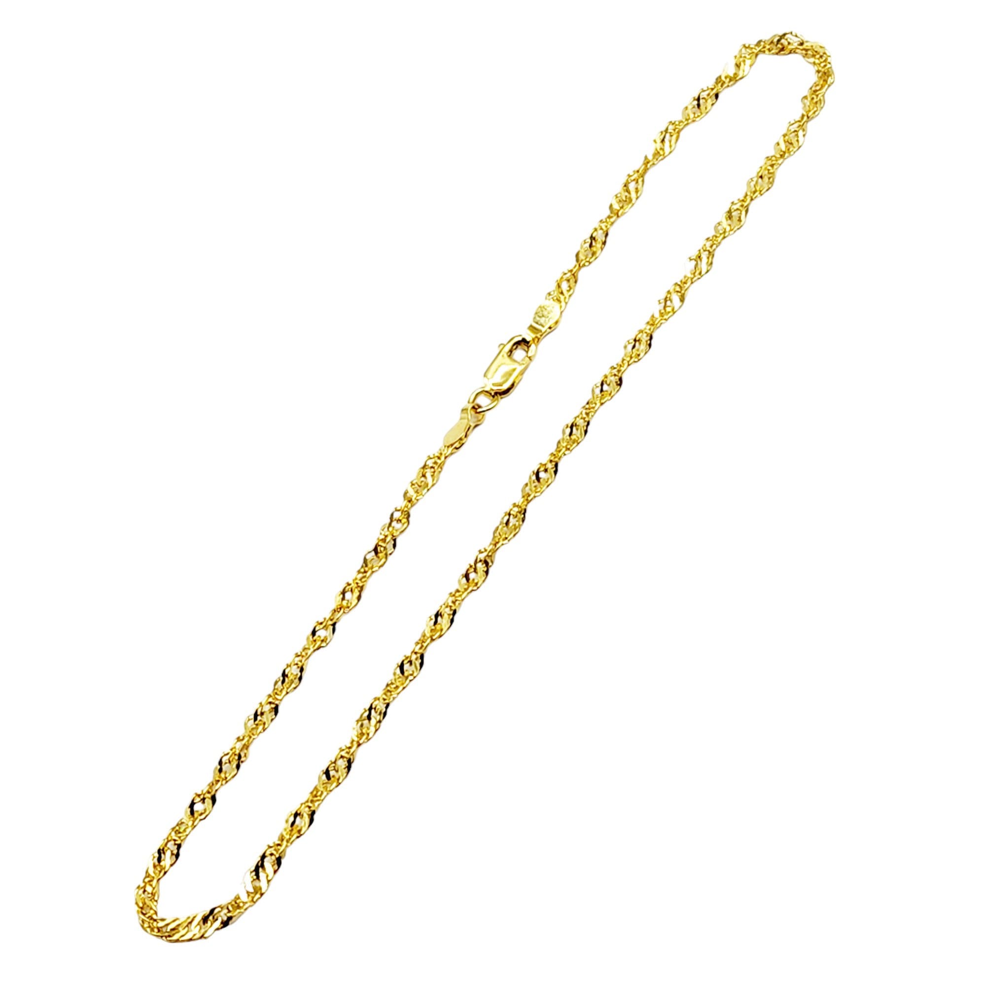 Solid Gold Anklet , 10K Solid Gold Singapore Anklet, Elegant Anklet for Women, Solid Gold Jewelry, Everyday Jewelry, Gift for Her