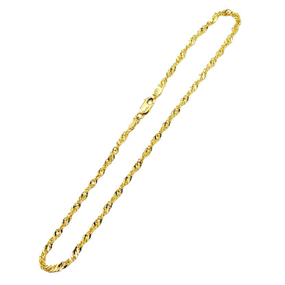 Solid Gold Anklet , 10K Solid Gold Singapore Anklet, Elegant Anklet for Women, Solid Gold Jewelry, Everyday Jewelry, Gift for Her