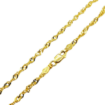 Solid Gold Anklet , 10K Solid Gold Singapore Anklet, Elegant Anklet for Women, Solid Gold Jewelry, Everyday Jewelry, Gift for Her
