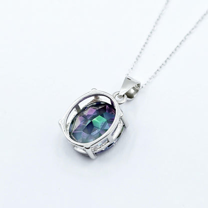 Rhodium Plated Sterling Silver with Genuine Gemstone 12x10mm Necklace, Perfect Gift, Versatile Design of Necklace, High Quality Necklace