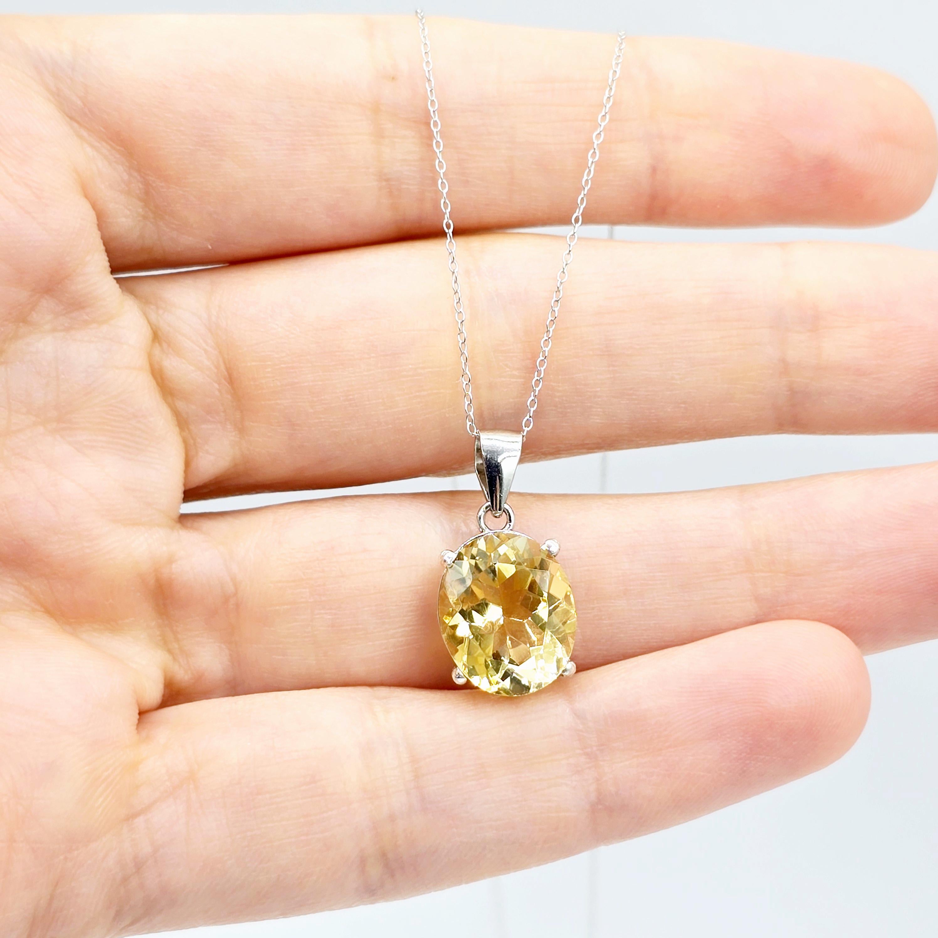 Rhodium Plated Sterling Silver with Genuine Gemstone 12x10mm Necklace, Perfect Gift, Versatile Design of Necklace, High Quality Necklace