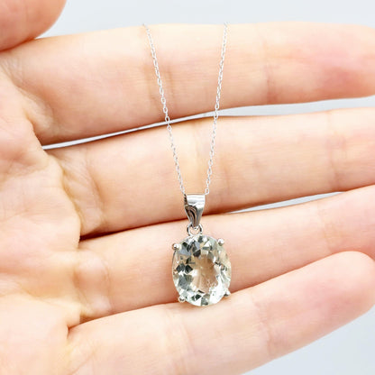 Rhodium Plated Sterling Silver with Genuine Gemstone 12x10mm Necklace, Perfect Gift, Versatile Design of Necklace, High Quality Necklace