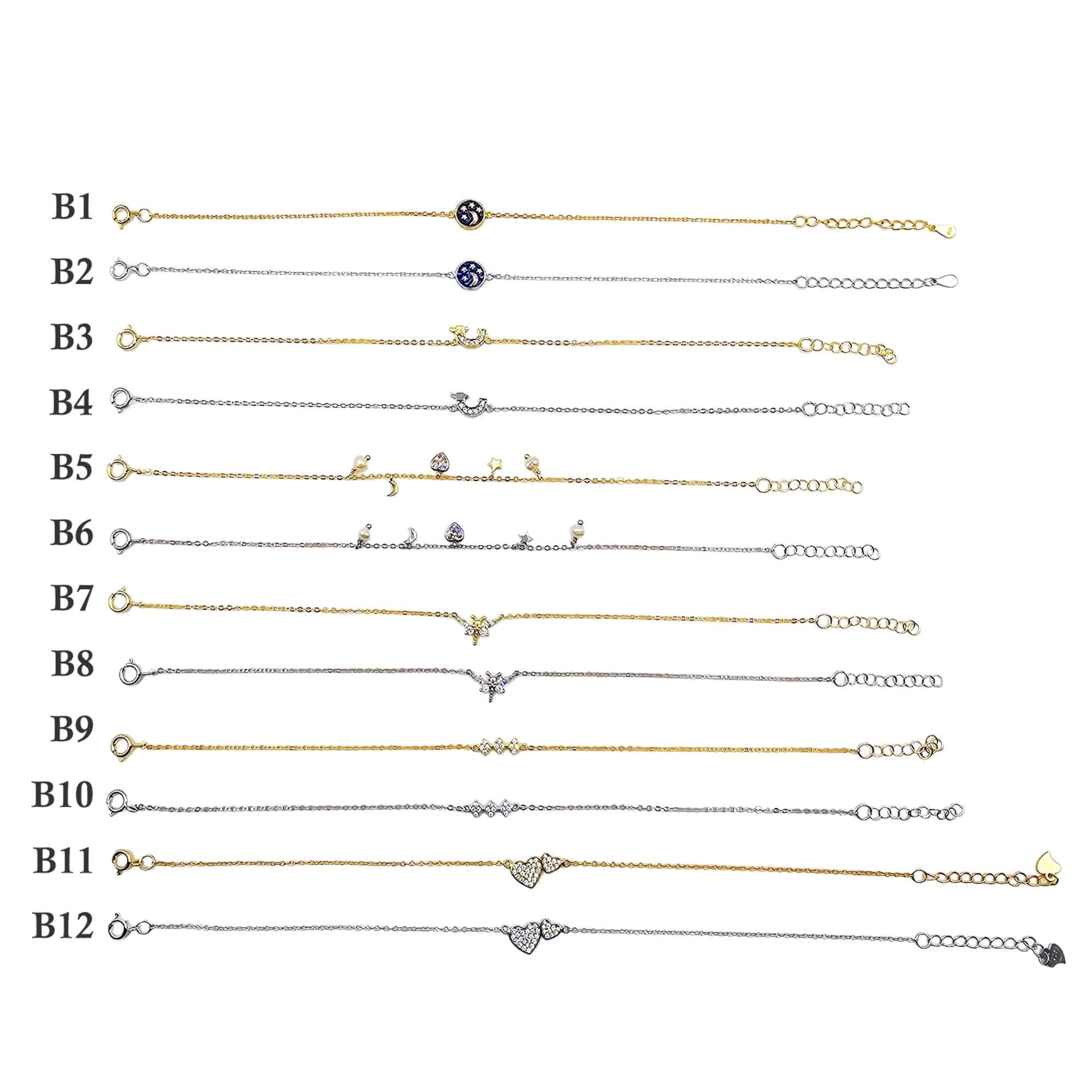 Sterling Silver Bracelet Set, Assorted Designs with Gold-Plated or Rhodium-Plated Finishes