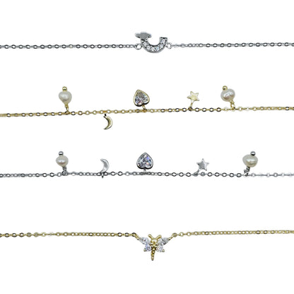 Sterling Silver Bracelet Set, Assorted Designs with Gold-Plated or Rhodium-Plated Finishes
