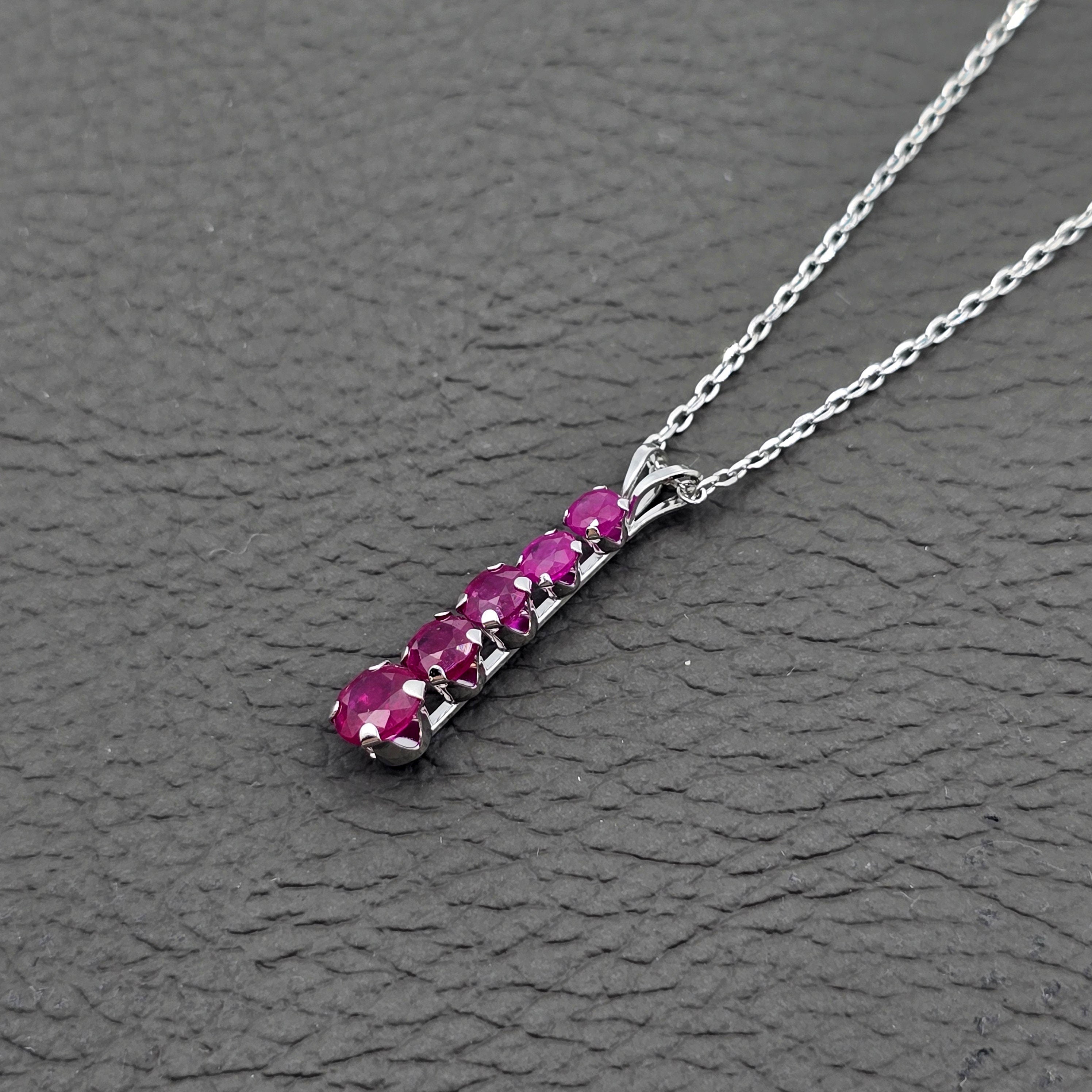 14K White Gold Ruby 1.5ct Pendant, 14K Gold, Gemstone Jewelry, Luxury Pendant, Gift for Her, Ruby Jewelry, Ruby Necklace, Fine Jewelry