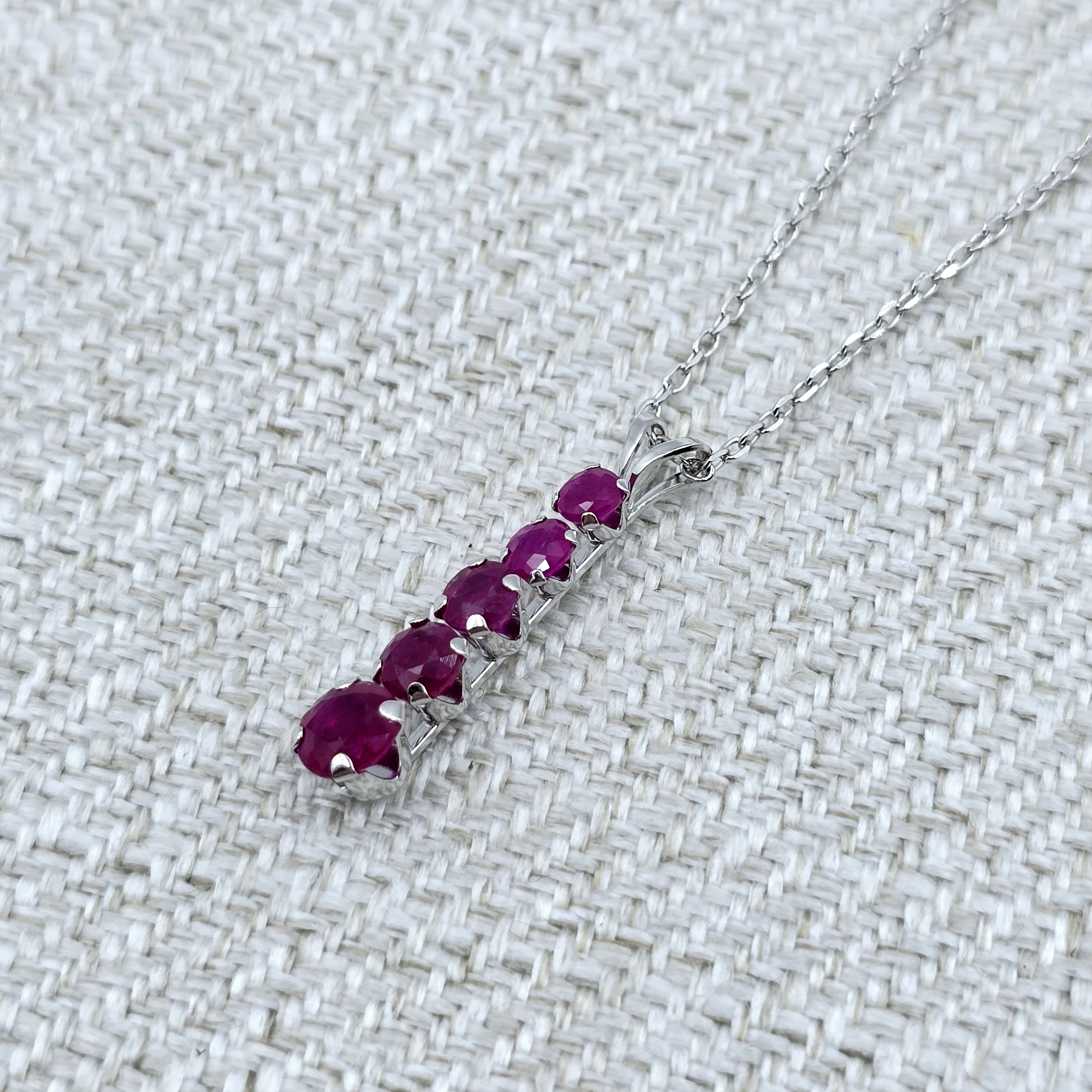 14K White Gold Ruby 1.5ct Pendant, 14K Gold, Gemstone Jewelry, Luxury Pendant, Gift for Her, Ruby Jewelry, Ruby Necklace, Fine Jewelry