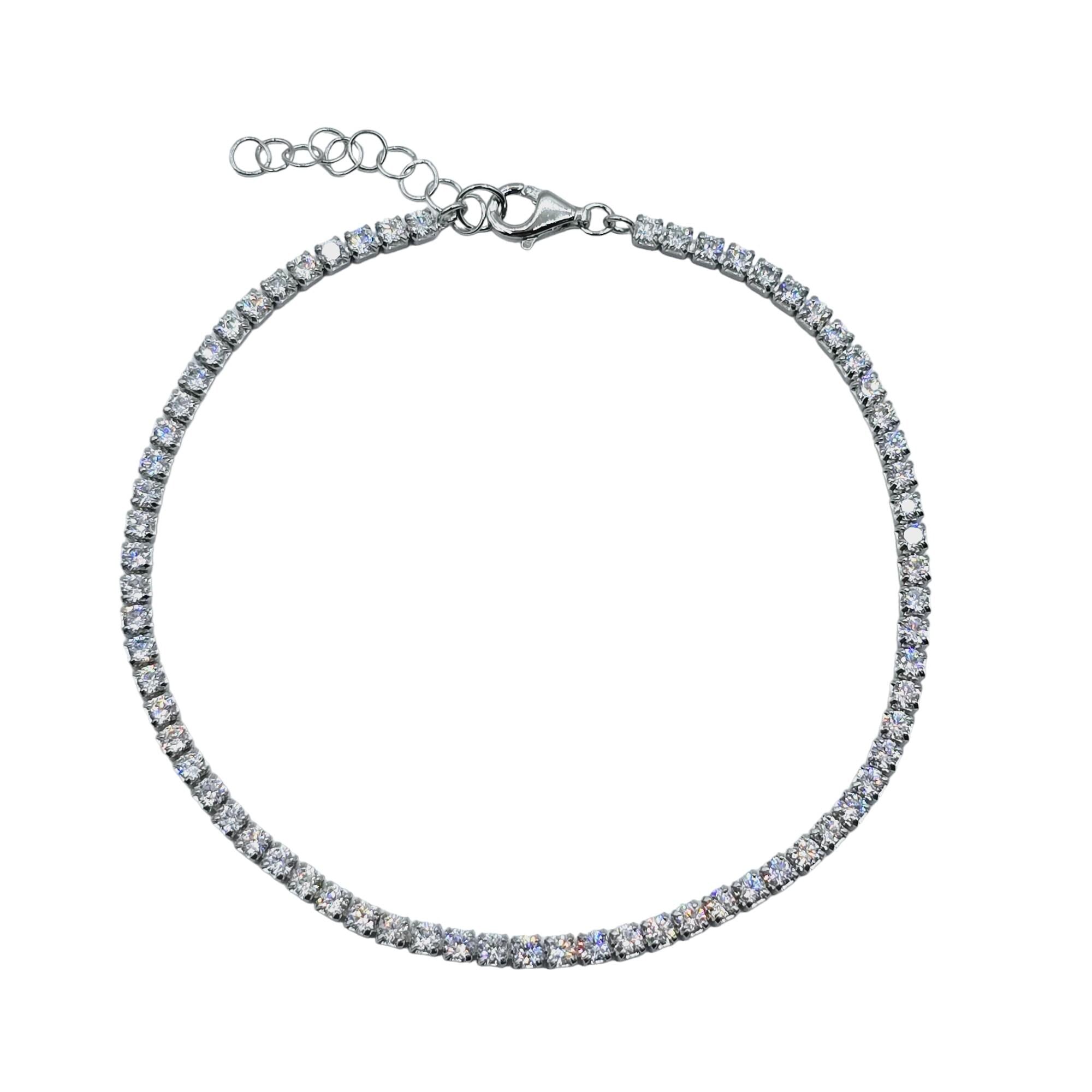Sterling Silver Tennis Bracelet and Necklace Set with Cubic Zirconia - Elegant Jewelry Set