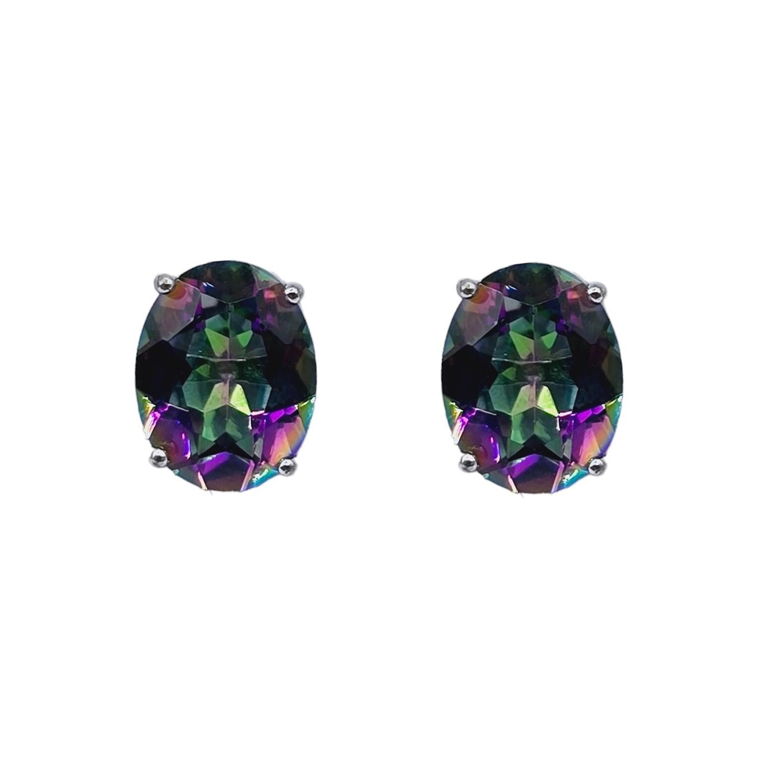 Sterling Silver with Genuine Gemstone 9x7mm Earrings, Elegant Gift for Women, Perfect for Any Occasion