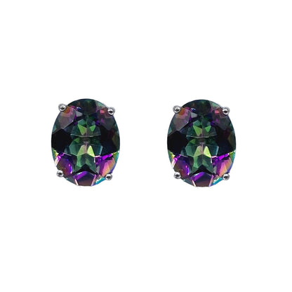 Sterling Silver with Genuine Gemstone 9x7mm Earrings, Elegant Gift for Women, Perfect for Any Occasion