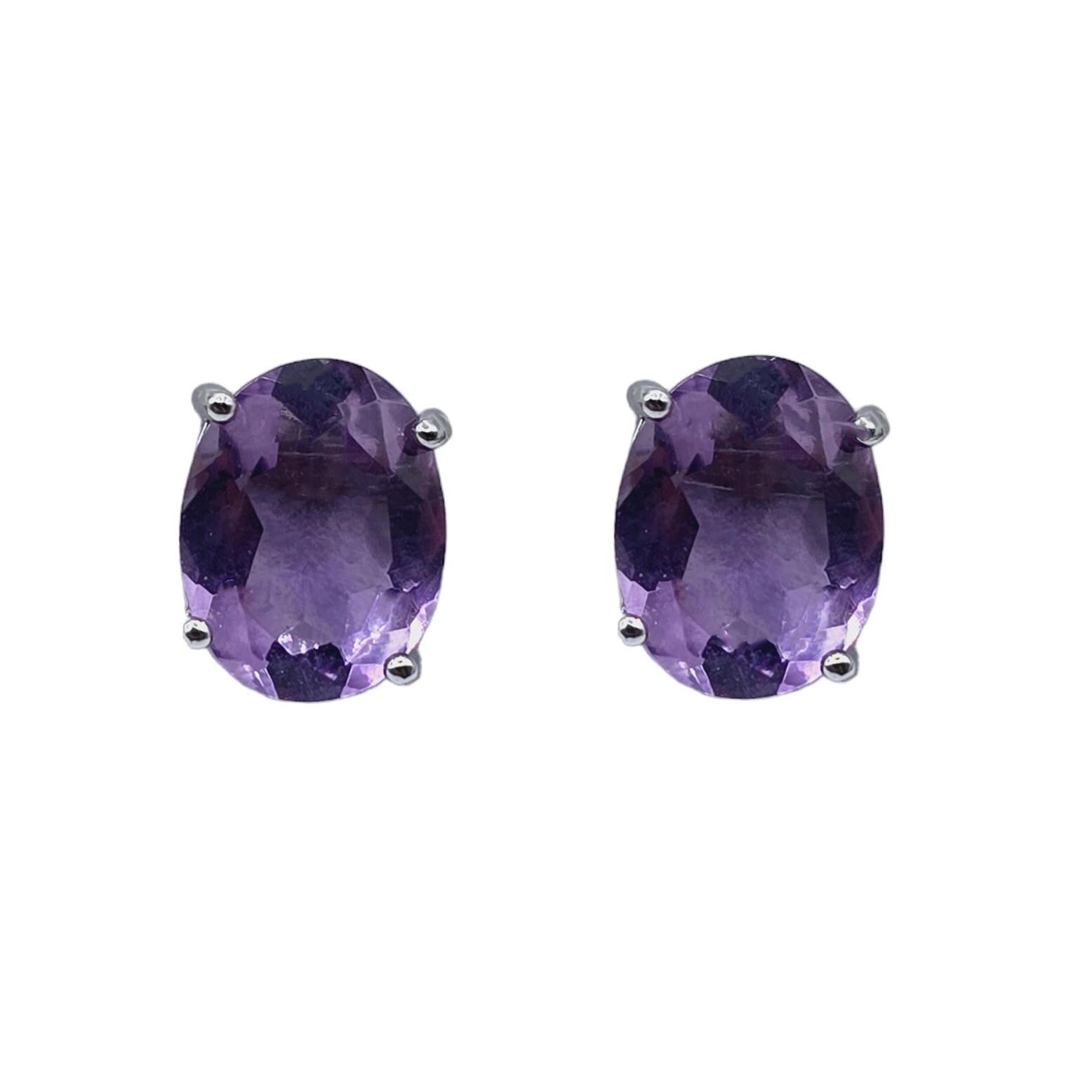 Sterling Silver with Genuine Gemstone 9x7mm Earrings, Elegant Gift for Women, Perfect for Any Occasion