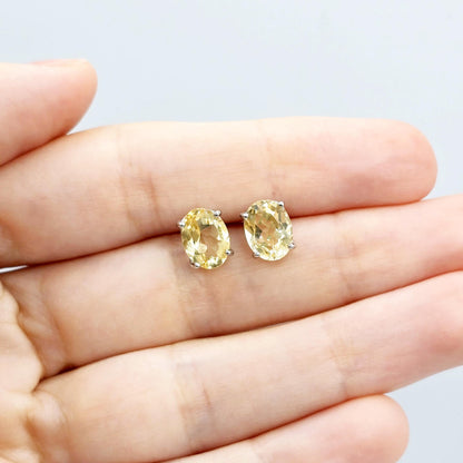 Sterling Silver with Genuine Gemstone 9x7mm Earrings, Elegant Gift for Women, Perfect for Any Occasion