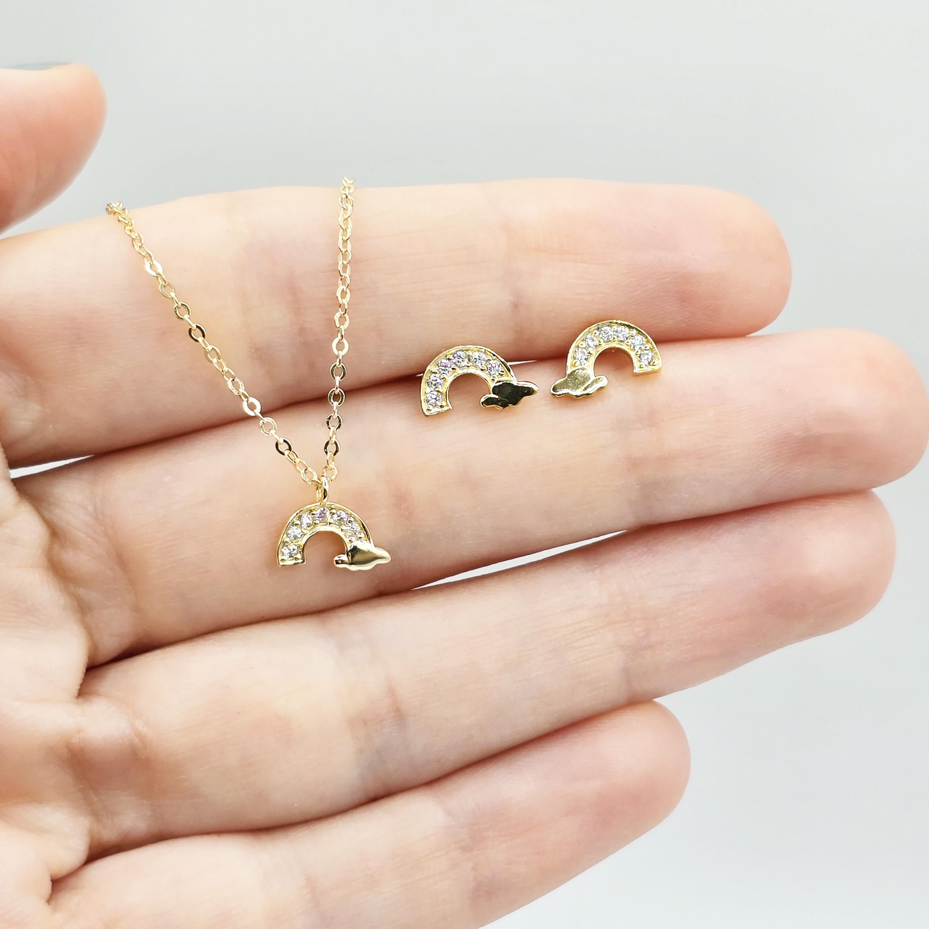 Gold Plated Sterling Silver Necklace and Earrings Set , Elegant and Timeless Women’s Accessories, Stylish Jewelry Set, Fashion Jewelry Set