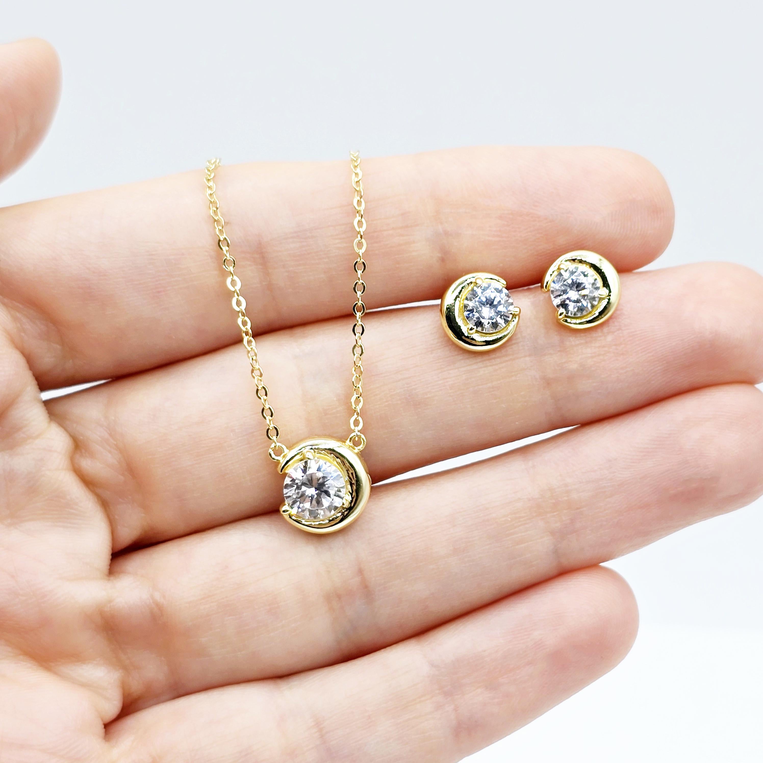 Gold Plated Sterling Silver Necklace and Earrings Set , Elegant and Timeless Women’s Accessories, Stylish Jewelry Set, Fashion Jewelry Set