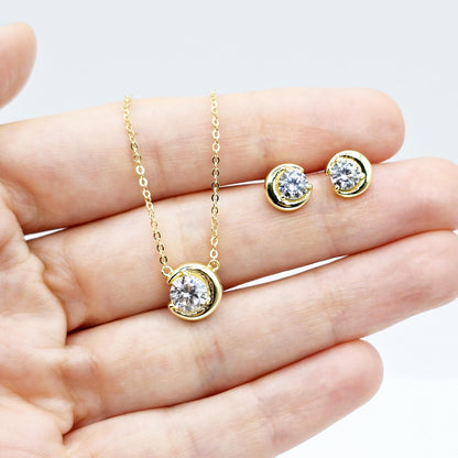 Gold Plated Sterling Silver Necklace and Earrings Set , Elegant and Timeless Women’s Accessories, Stylish Jewelry Set, Fashion Jewelry Set