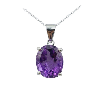 Rhodium Plated Sterling Silver with Genuine Gemstone 12x10mm Necklace, Perfect Gift, Versatile Design of Necklace, High Quality Necklace