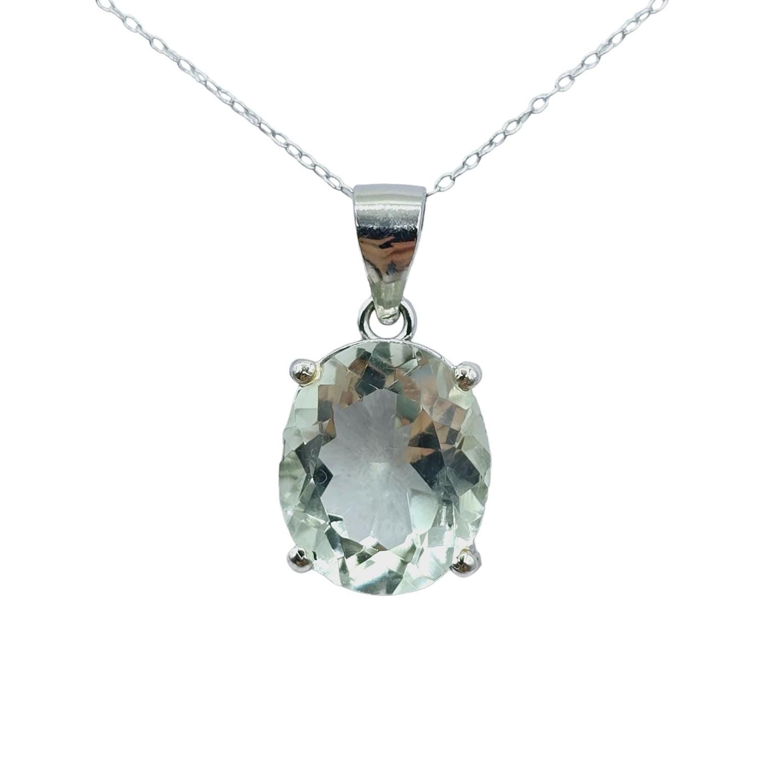 Rhodium Plated Sterling Silver with Genuine Gemstone 12x10mm Necklace, Perfect Gift, Versatile Design of Necklace, High Quality Necklace