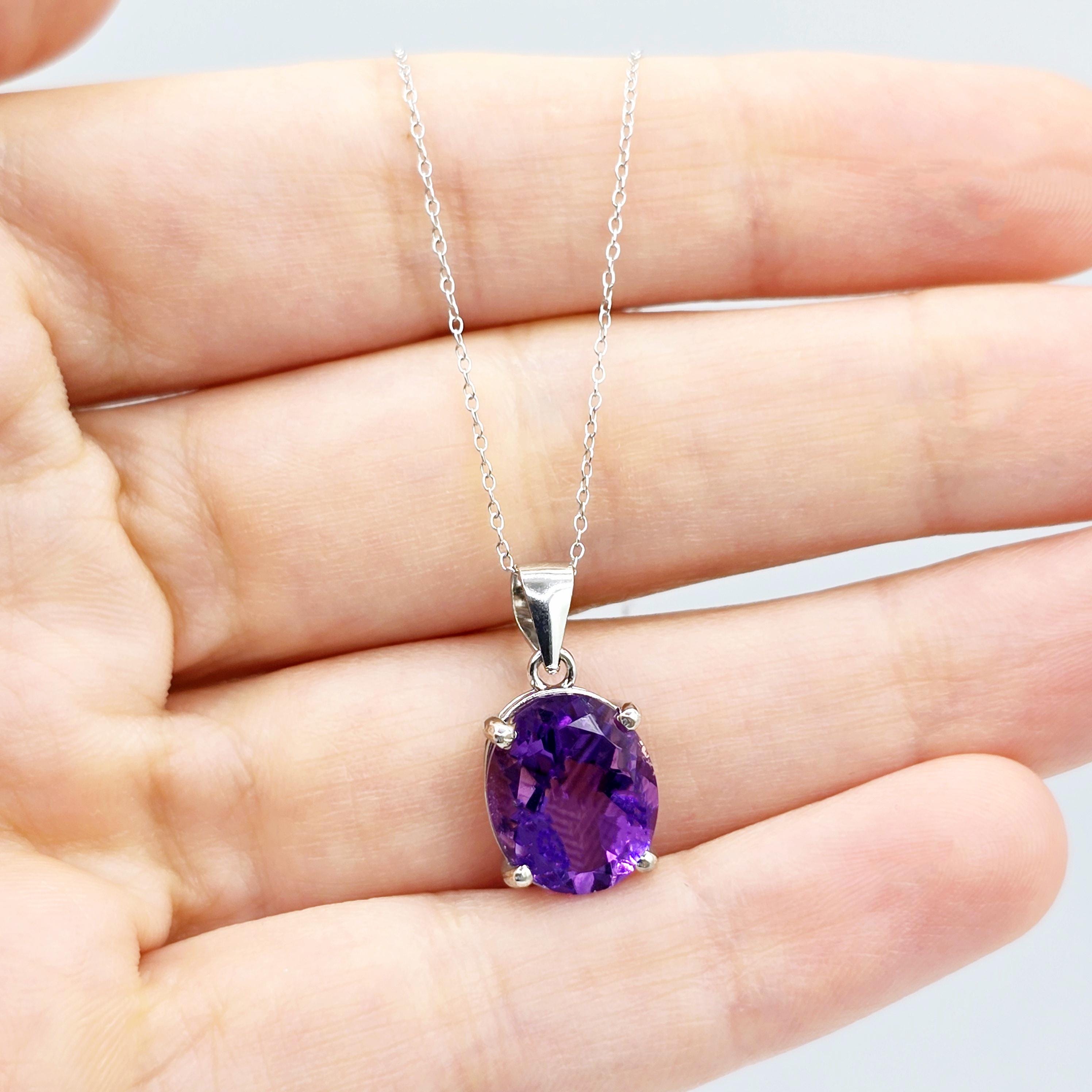 Rhodium Plated Sterling Silver with Genuine Gemstone 12x10mm Necklace, Perfect Gift, Versatile Design of Necklace, High Quality Necklace