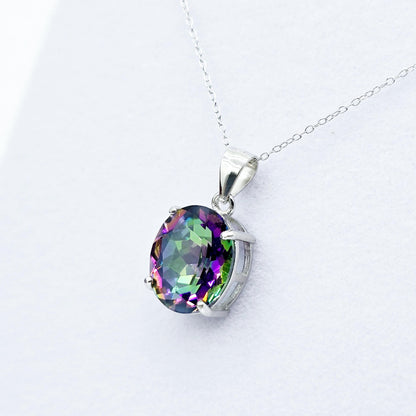 Rhodium Plated Sterling Silver with Genuine Gemstone 12x10mm Necklace, Perfect Gift, Versatile Design of Necklace, High Quality Necklace