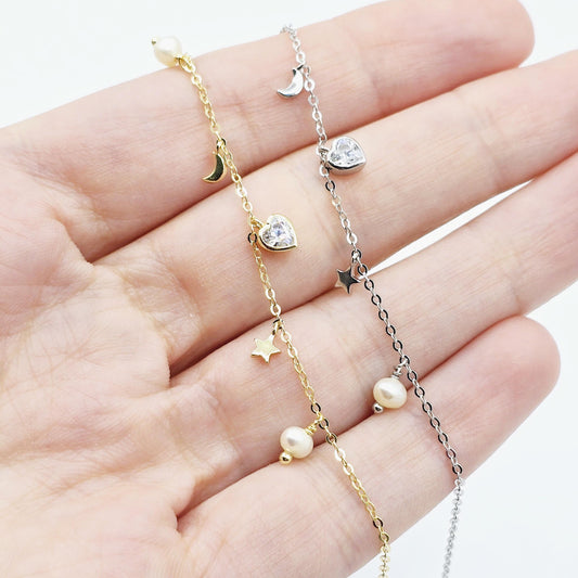 Sterling Silver Bracelet Set, Assorted Designs with Gold-Plated or Rhodium-Plated Finishes