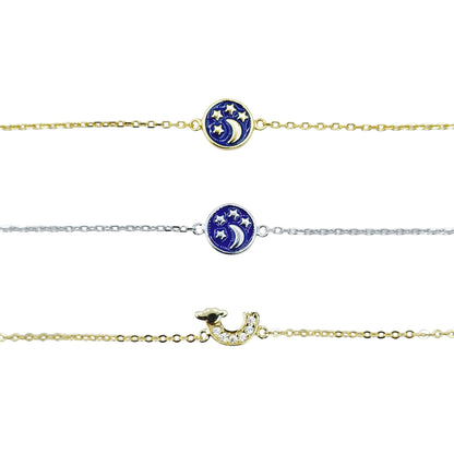 Sterling Silver Bracelet Set, Assorted Designs with Gold-Plated or Rhodium-Plated Finishes