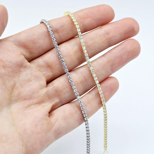 Sterling Silver Tennis Bracelet and Necklace Set with Cubic Zirconia - Elegant Jewelry Set