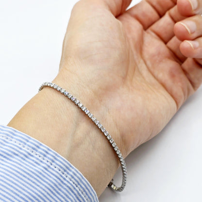 Sterling Silver Tennis Bracelet and Necklace Set with Cubic Zirconia - Elegant Jewelry Set