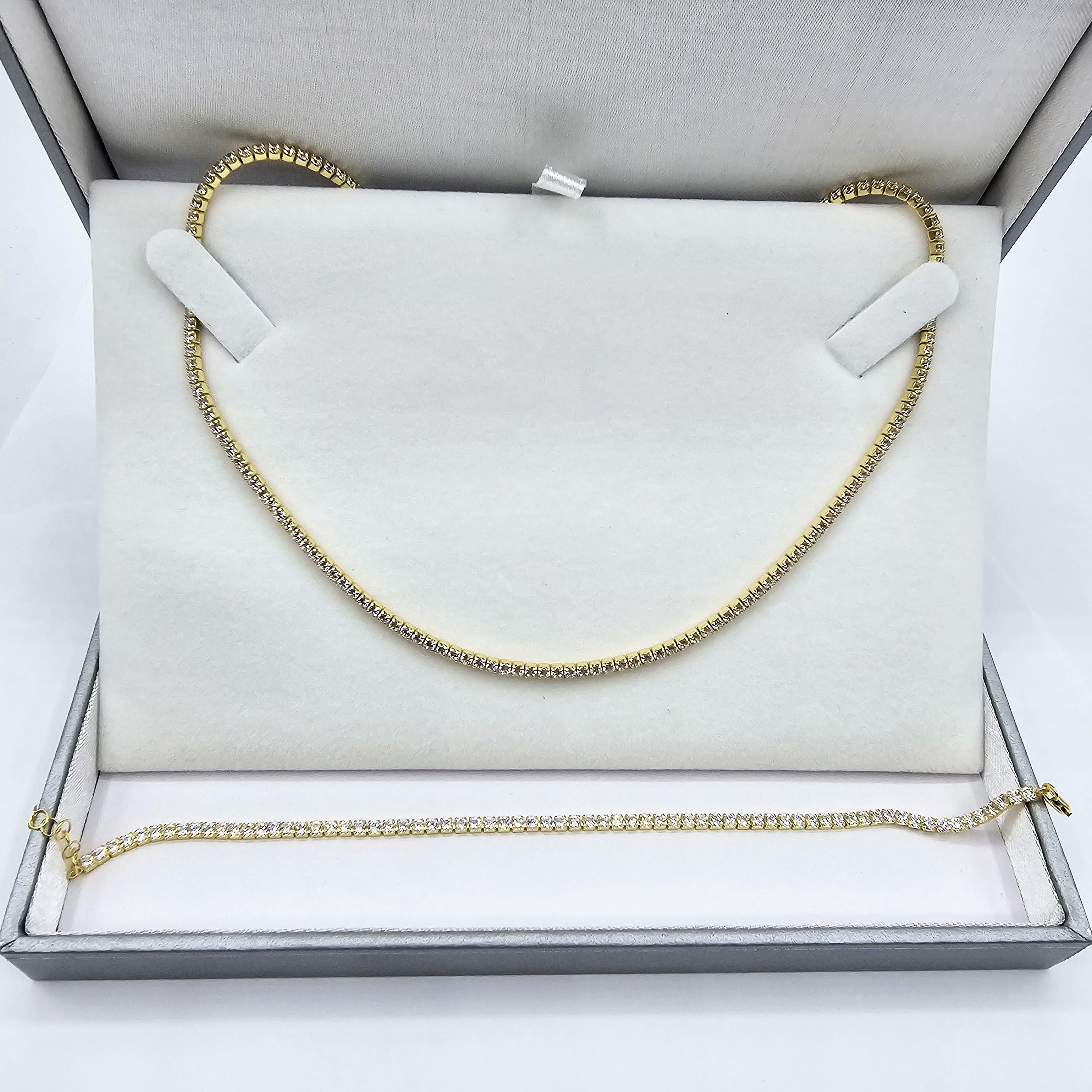Sterling Silver Tennis Bracelet and Necklace Set with Cubic Zirconia - Elegant Jewelry Set