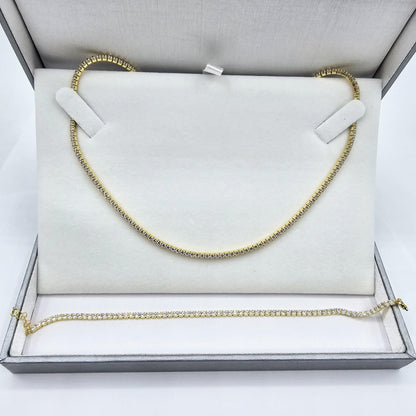 Sterling Silver Tennis Bracelet and Necklace Set with Cubic Zirconia - Elegant Jewelry Set
