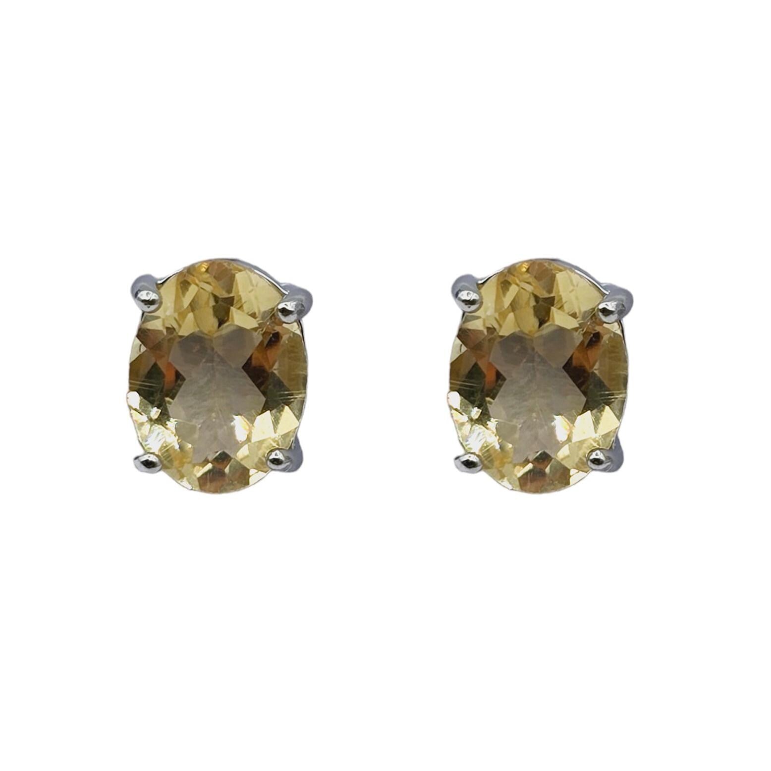 Sterling Silver with Genuine Gemstone 9x7mm Earrings, Elegant Gift for Women, Perfect for Any Occasion