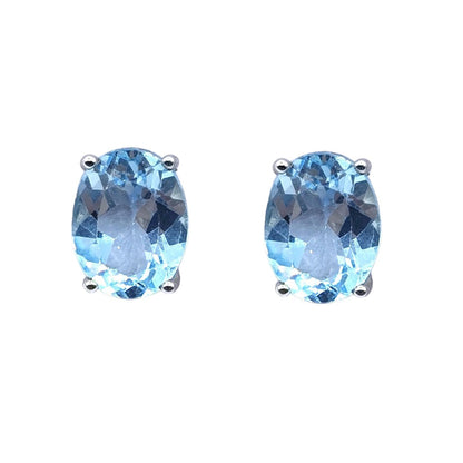 Sterling Silver with Genuine Gemstone 9x7mm Earrings, Elegant Gift for Women, Perfect for Any Occasion