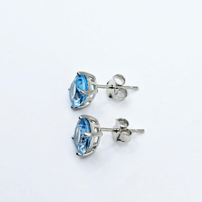 Sterling Silver with Genuine Gemstone 9x7mm Earrings, Elegant Gift for Women, Perfect for Any Occasion