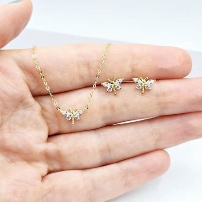 Gold Plated Sterling Silver Necklace and Earrings Set , Elegant and Timeless Women’s Accessories, Stylish Jewelry Set, Fashion Jewelry Set