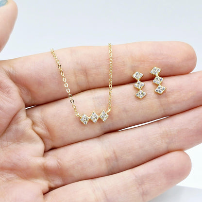 Gold Plated Sterling Silver Necklace and Earrings Set , Elegant and Timeless Women’s Accessories, Stylish Jewelry Set, Fashion Jewelry Set