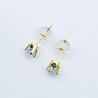 Aquamarine Earrings | 14K Yellow Gold Genuine Aquamarine 4x4mm Stud Earrings