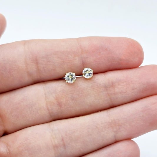 Aquamarine Earrings | 14K Yellow Gold Genuine Aquamarine 4x4mm Stud Earrings