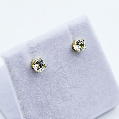 Aquamarine Earrings | 14K Yellow Gold Genuine Aquamarine 4x4mm Stud Earrings